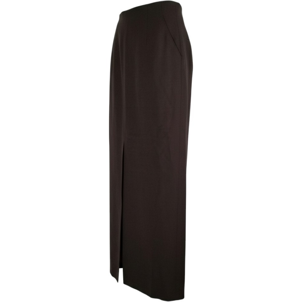 Dana Buchman Espresso Brown 100% Silk Maxi Pencil Skirt Front Slit Size 4 Luxe